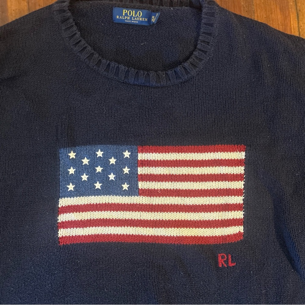 Polo by Ralph Lauren Flag Sweater Mens XL Cotton Knit American USA Patriotic RL - Picture 3 of 8